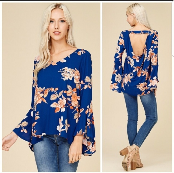 Crescent Tops - Floral Draped Back Top (reposh)